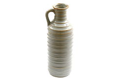 Ceramic Grey Ribbed Vase With Handle 34cm Ceramic Grey Ribbed Vase With Handle 34cm