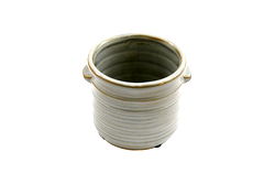 Ceramic Grey Ribbed Planter With Handles 12.5cm Ceramic Grey Ribbed Planter With Handles 12.5cm