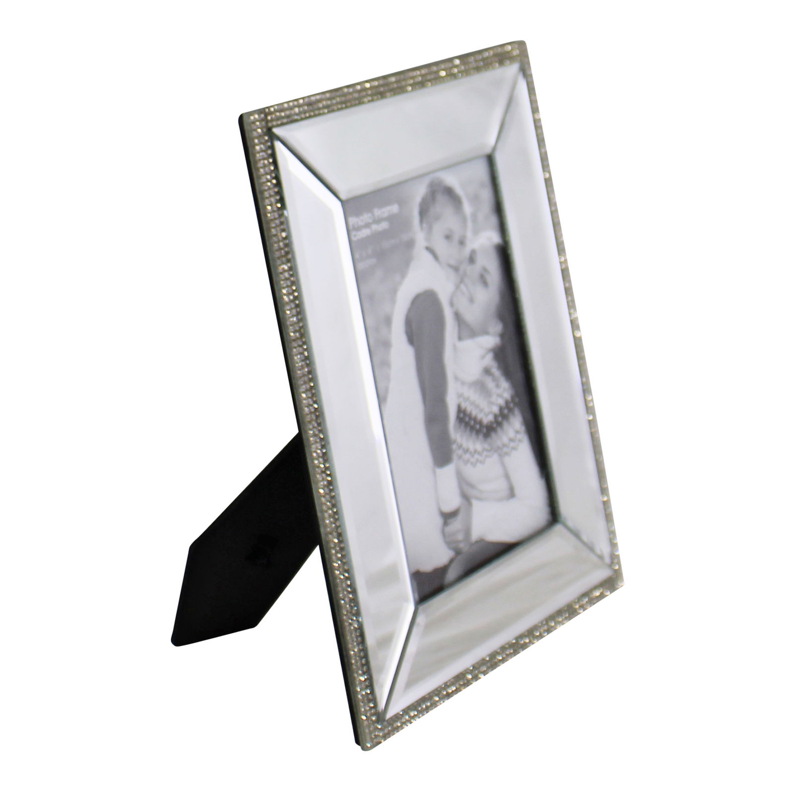 4 x 6 Mirrored Freestanding Photo Frame With Crystal Detail 4 x 6 Mirrored Freestanding Photo Frame With Crystal Detail