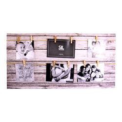 Wood Look Photo Peg Board, Holds 6 Photos Wood Look Photo Peg Board, Holds 6 Photos