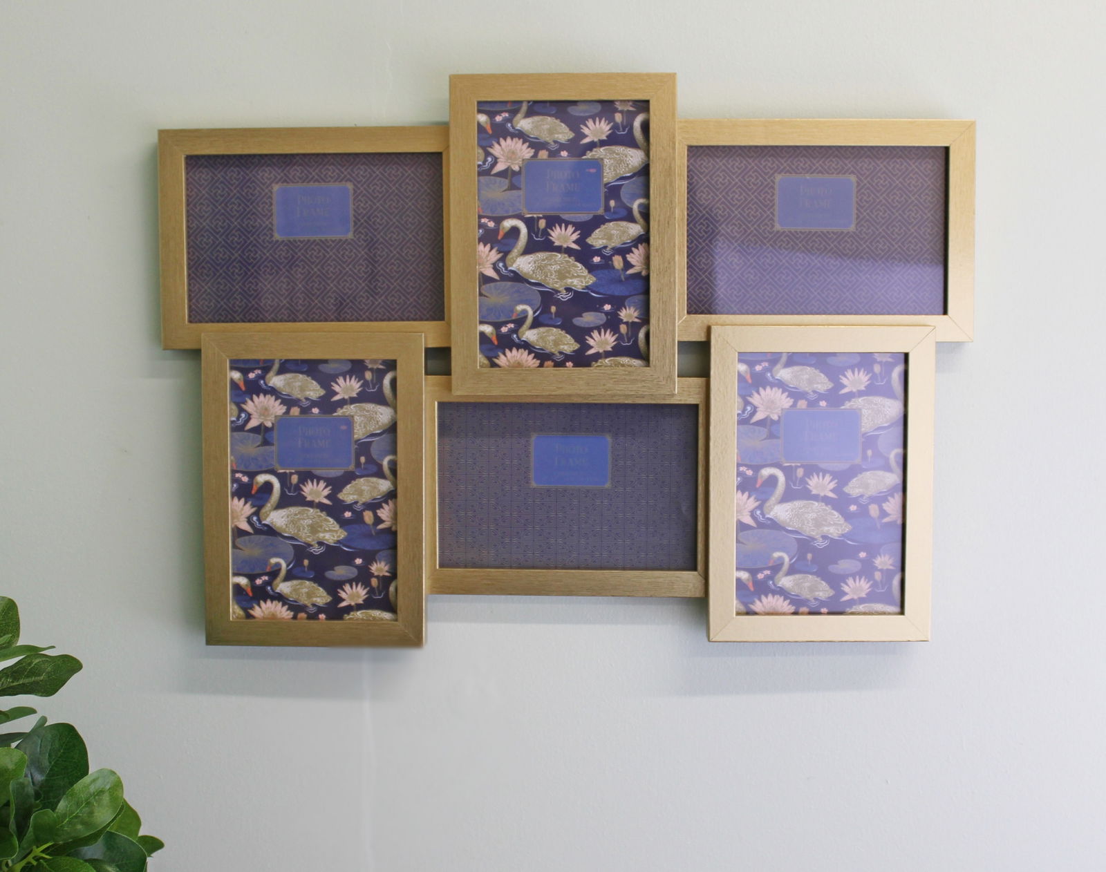 Champagne Gold Wall Hanging Multi Photo Frame, Space For 6 Photos Champagne Gold Wall Hanging Multi Photo Frame, Space For 6 Photos