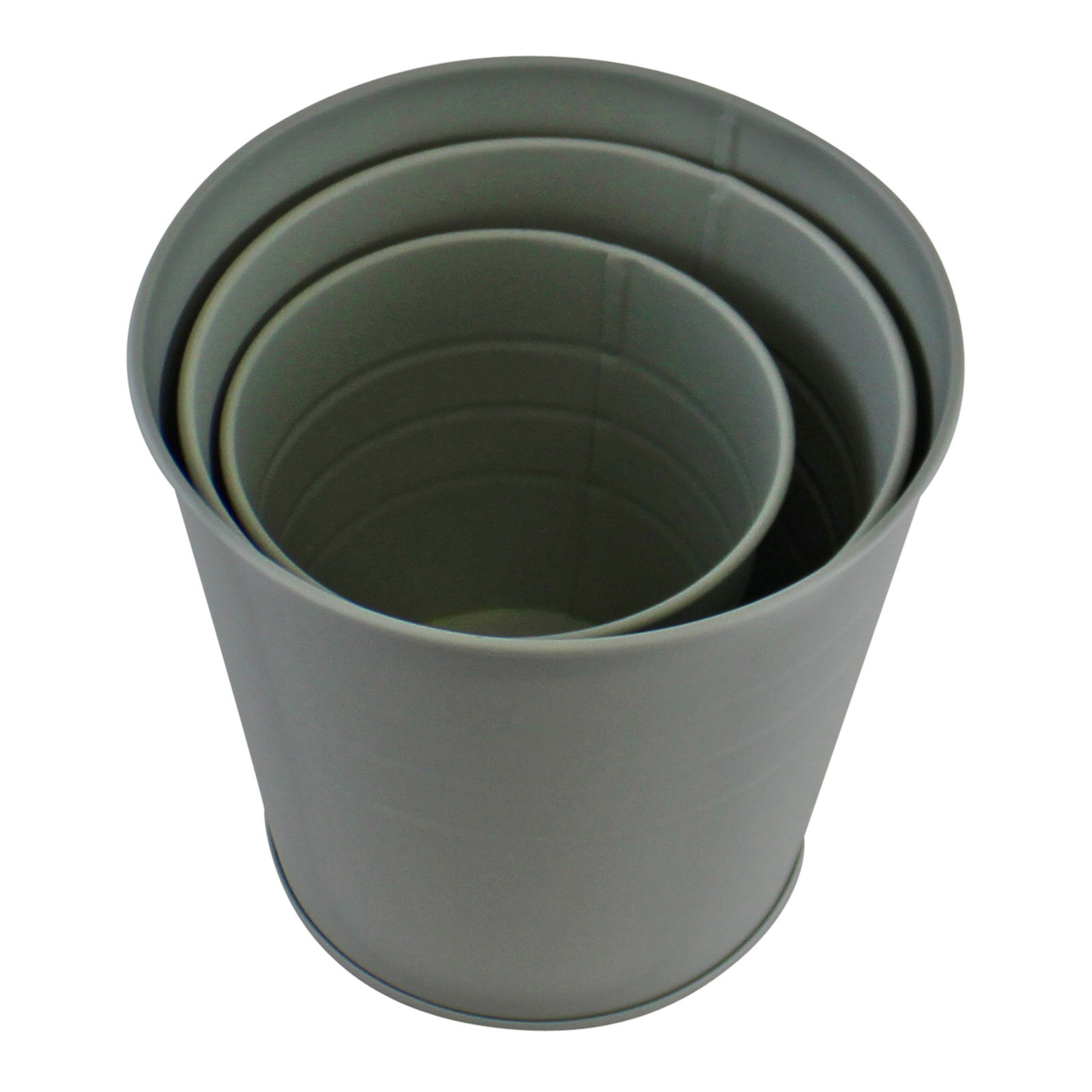 Set of 3 Round Metal Planters, Green Set of 3 Round Metal Planters, Green