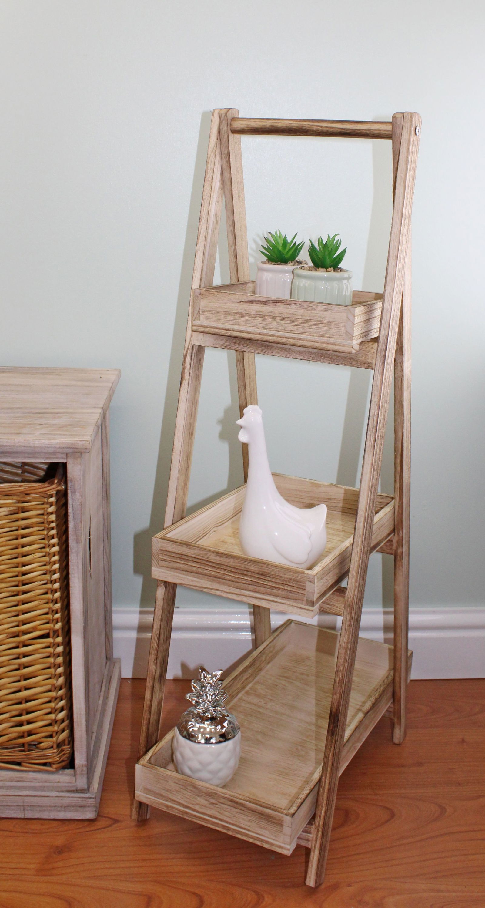 Ladder Style Wooden 3 Tray Stand Ladder Style Wooden 3 Tray Stand