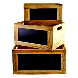 Set of 3 Wooden Chalkboard Storage Crates Set of 3 Wooden Chalkboard Storage Crates