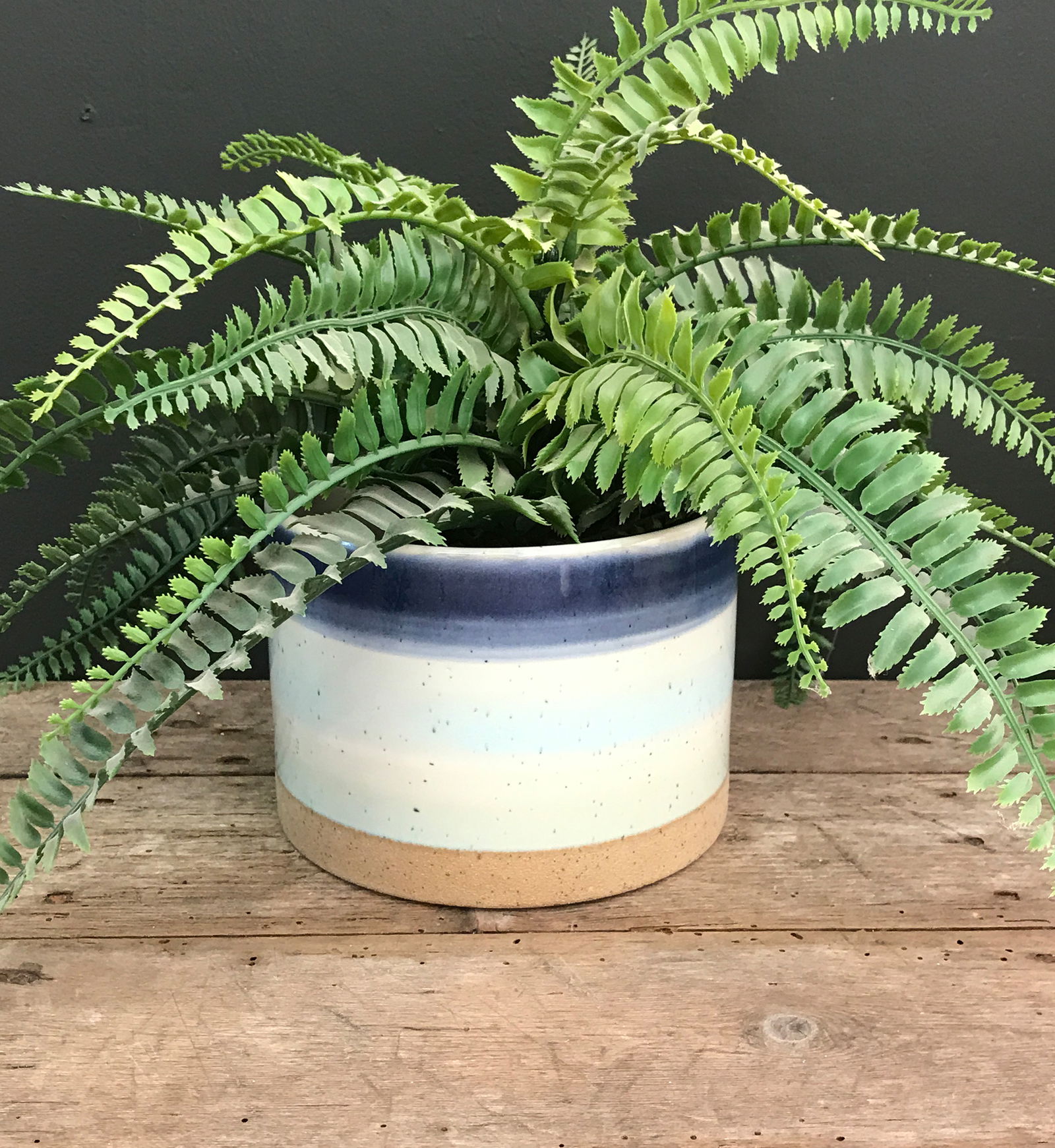 Blue Striped Ceramic Planter Blue Striped Ceramic Planter