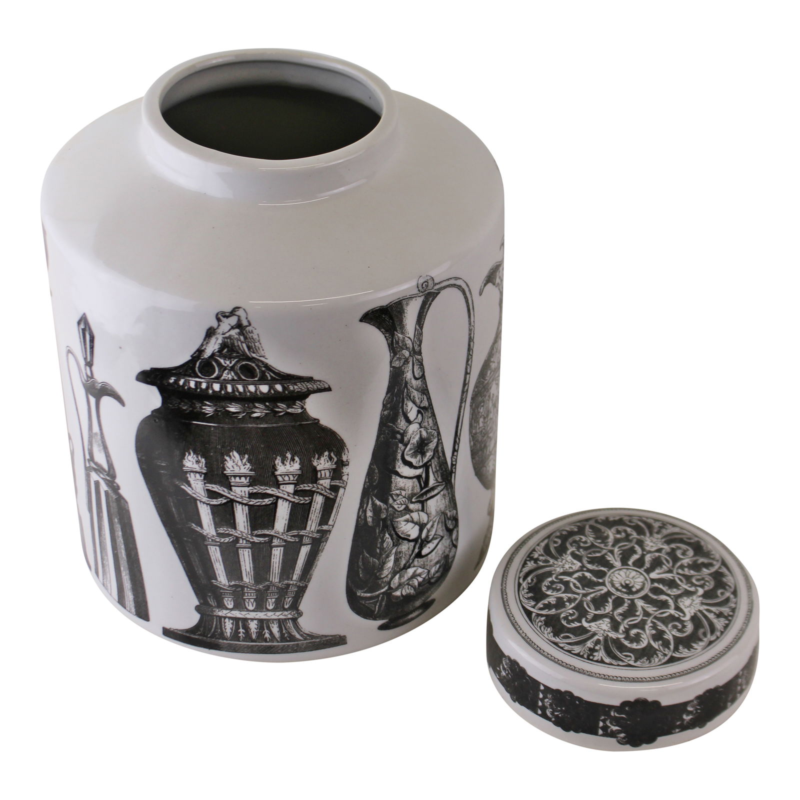 Small Round Grecian Style Porcelain Jar, Grecian Figures Small Round Grecian Style Porcelain Jar, Grecian Figures