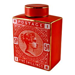 Postage Stamp Decorative Ginger Jar, Burnt Orange Postage Stamp Decorative Ginger Jar, Burnt Orange