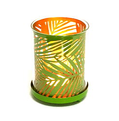 Botanical Metal And Glass Candle Holder - Lawn Green Botanical Metal And Glass Candle Holder - Lawn Green