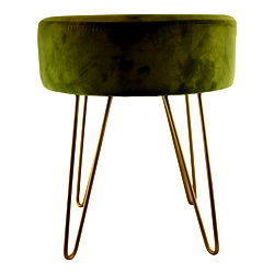 Green Velvet Gold Wire Leg Stool 35x40cm Green Velvet Gold Wire Leg Stool 35x40cm