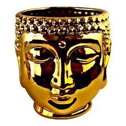 Gold Ceramic Buddha Head Planter, 20cm Gold Ceramic Buddha Head Planter, 20cm