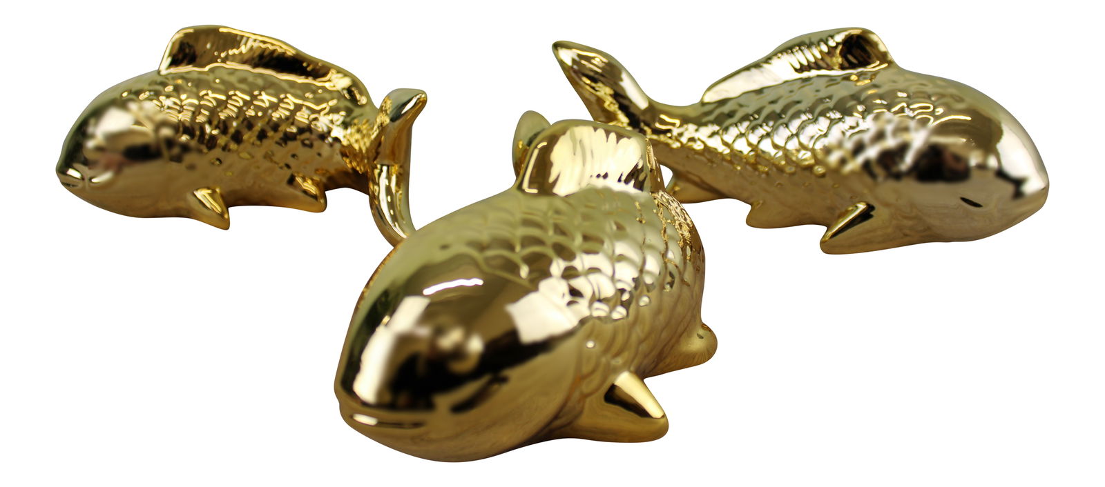 Ceramic Wall Hanging Trio of Koi Fish in Gold Finish Ceramic Wall Hanging Trio of Koi Fish in Gold Finish