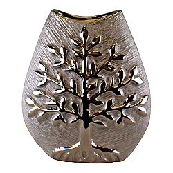 Ceramic Silver Tree Of Life Vase 20cm Ceramic Silver Tree Of Life Vase 20cm