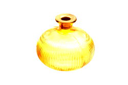 Yellow Ribbed Glass Candle Holder Yellow Ribbed Glass Candle Holder