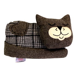 Sleeping Cat Fabric Doorstop, Grey Sleeping Cat Fabric Doorstop, Grey