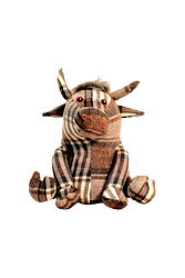 Grey Fabric Tartan Bull Doorstop 30cm Grey Fabric Tartan Bull Doorstop 30cm