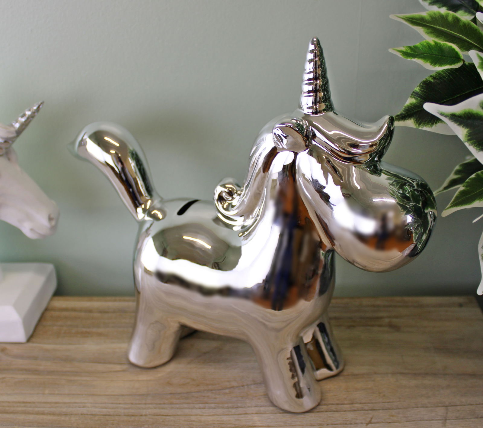 Silver Ceramic Unicorn Money Box Silver Ceramic Unicorn Money Box