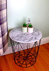 Circular Geometric Side Table Black & Marble Effect Circular Geometric Side Table Black & Marble Effect