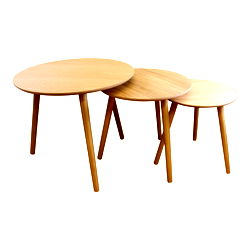Set of 3 Round Nest Of Tables, Wooden Finish Set of 3 Round Nest Of Tables, Wooden Finish