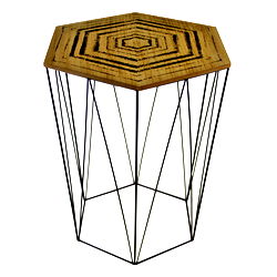 Hexagonal Side Table With Wire Base & Patterned Top Hexagonal Side Table With Wire Base & Patterned Top