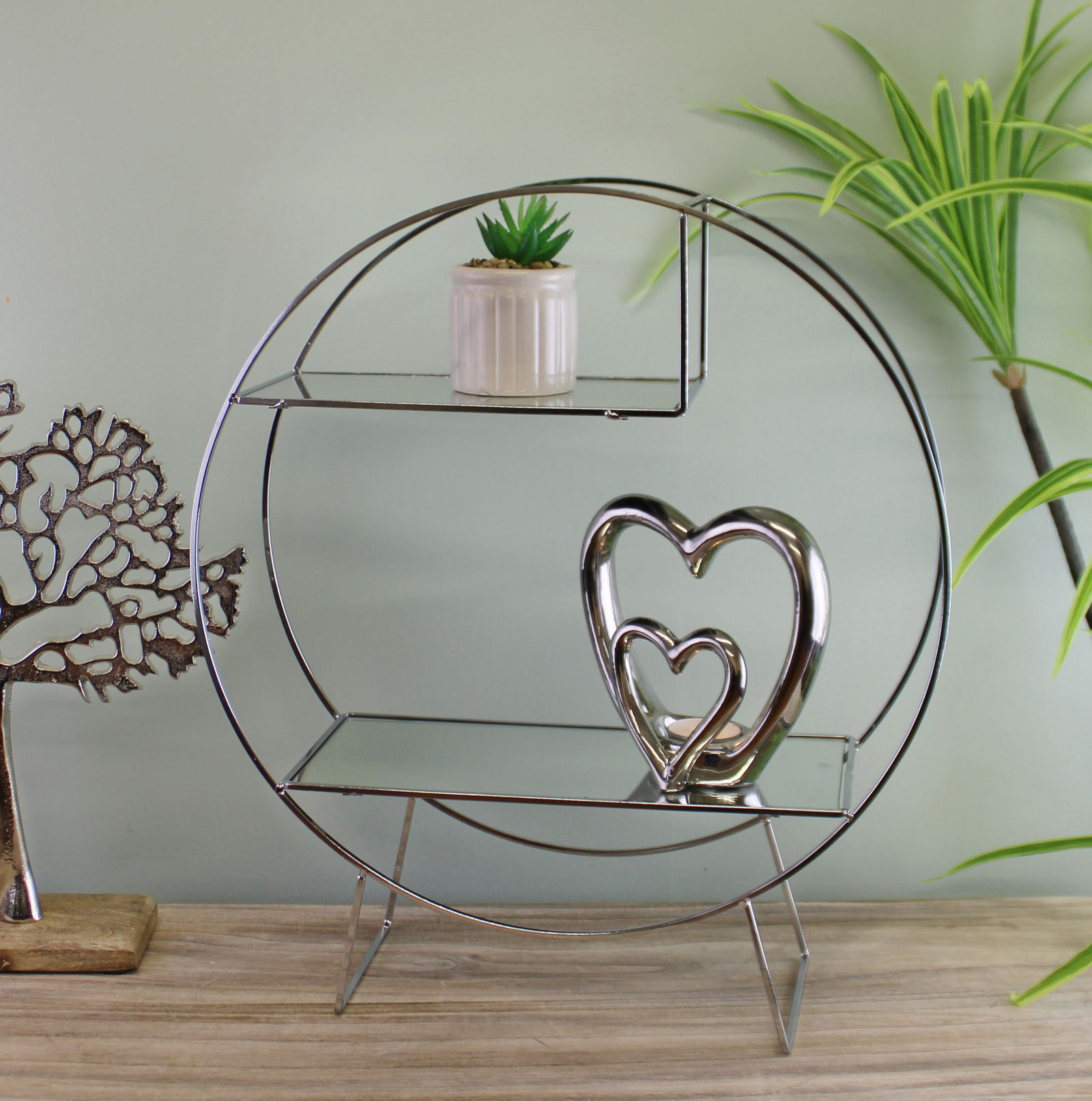 Silver Metal Freestanding Shelving Unit With Mirrored Shelves Silver Metal Freestanding Shelving Unit With Mirrored Shelves
