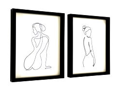 Set of 2 Black Framed Prints of Silhouettes Set of 2 Black Framed Prints of Silhouettes