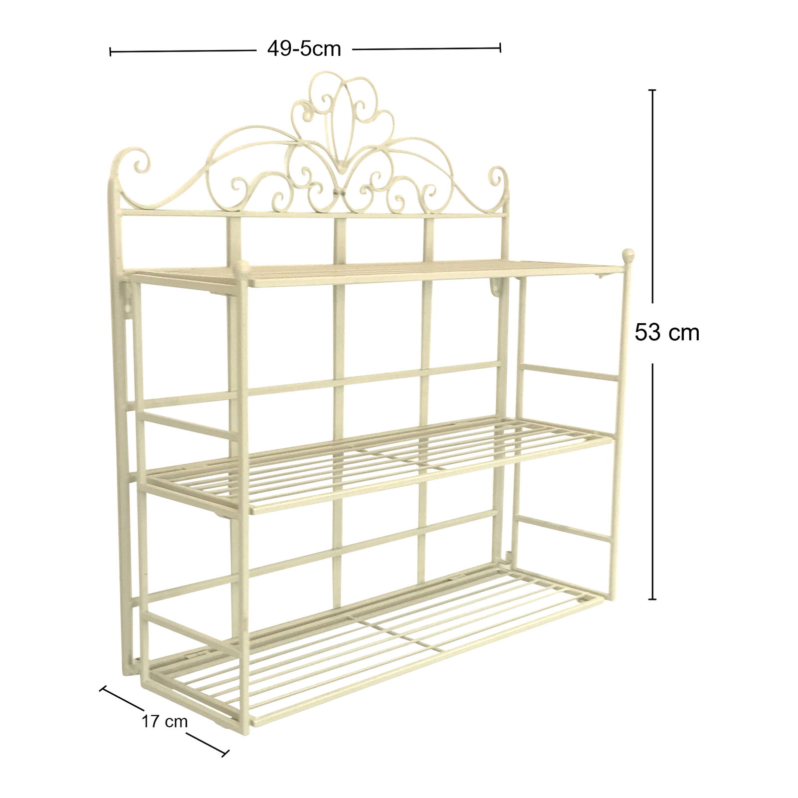 Cream Scroll 3 Tier Wall Hanging Shelf Unit Cream Scroll 3 Tier Wall Hanging Shelf Unit