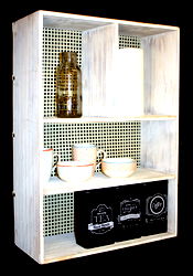 Wooden and Metal Wall Shelf Unit Cream Wooden and Metal Wall Shelf Unit Cream