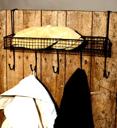 Mesh Over Door Shelf With 5 Hooks Black Mesh Over Door Shelf With 5 Hooks Black