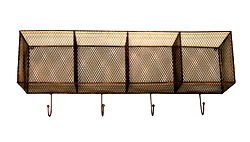 4 Basket And Hook Wall Unit Copper 4 Basket And Hook Wall Unit Copper