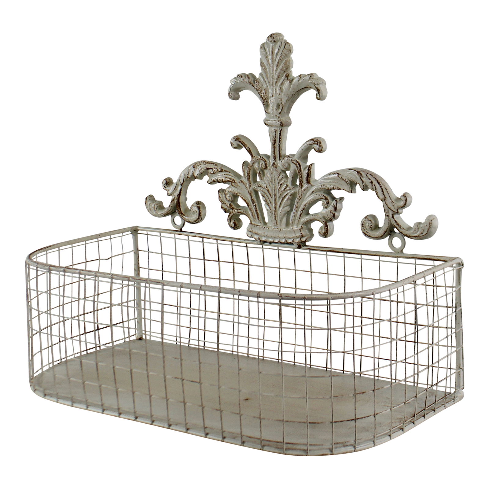 Set Of 2 Metal Wall Baskets In Cream Set Of 2 Metal Wall Baskets In Cream