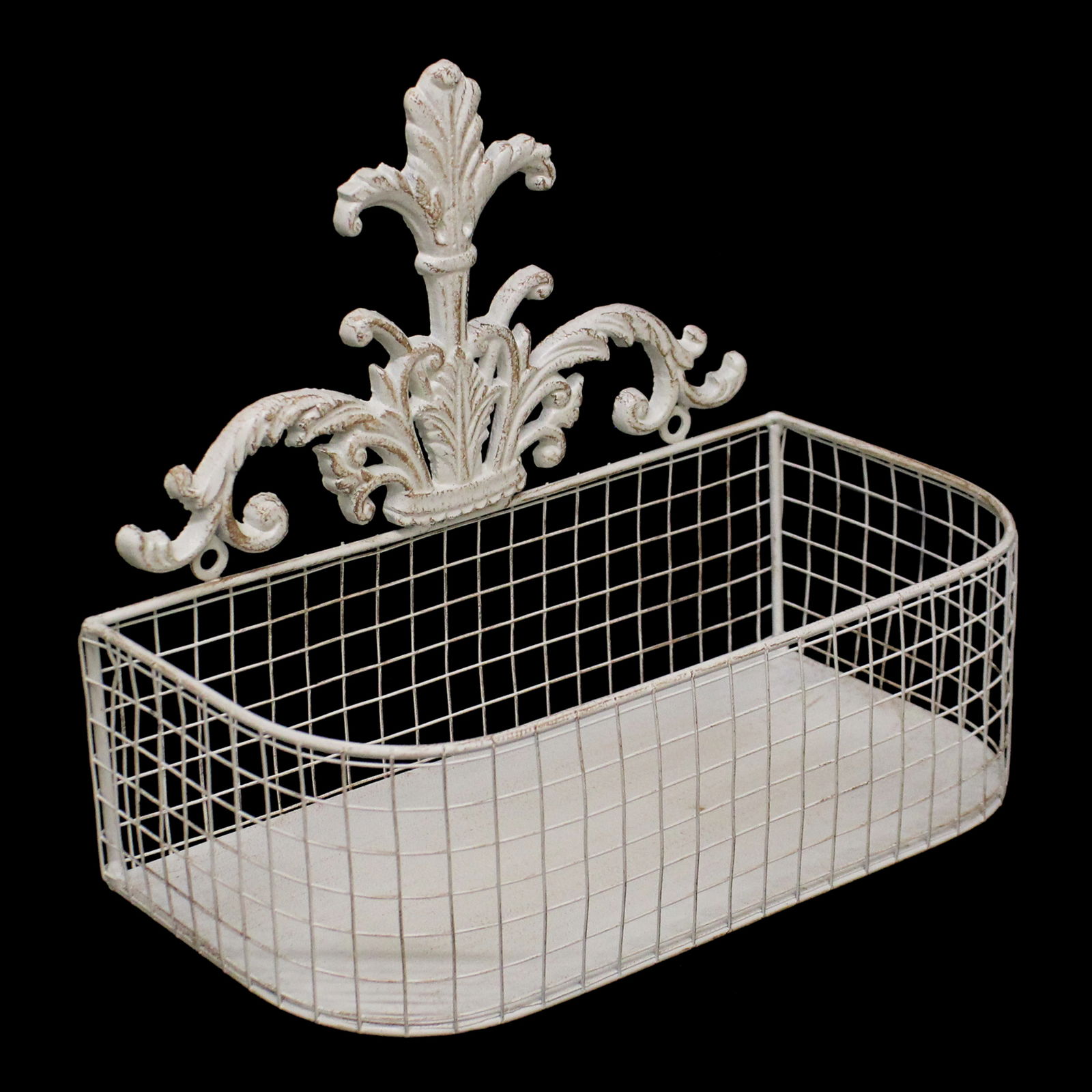 Set Of 2 Metal Wall Baskets In Cream Set Of 2 Metal Wall Baskets In Cream
