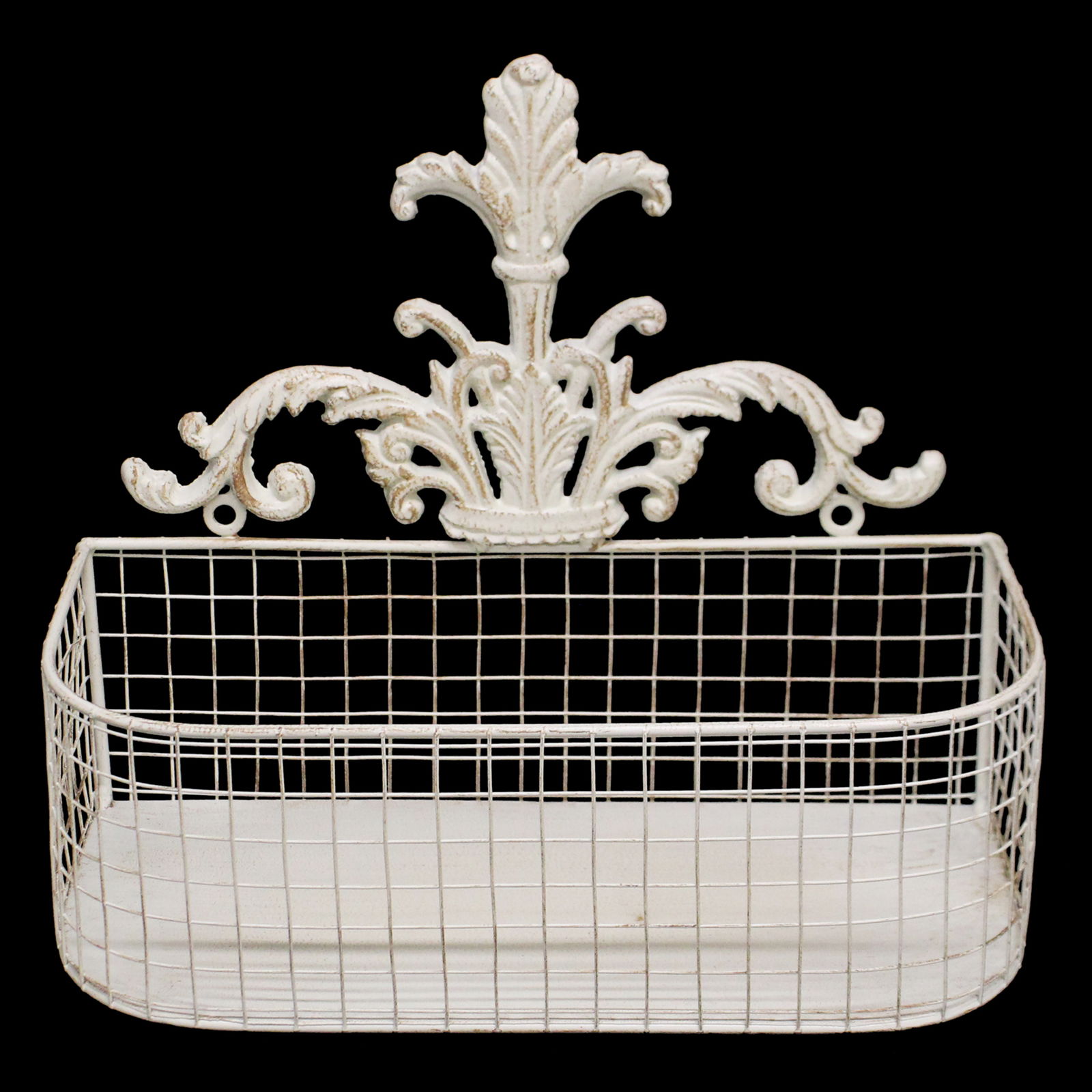 Set Of 2 Metal Wall Baskets In Cream Set Of 2 Metal Wall Baskets In Cream